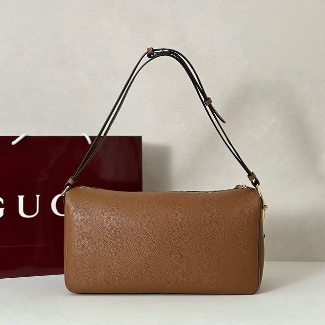GG original calfskin half horsebit large bag 862530 brown