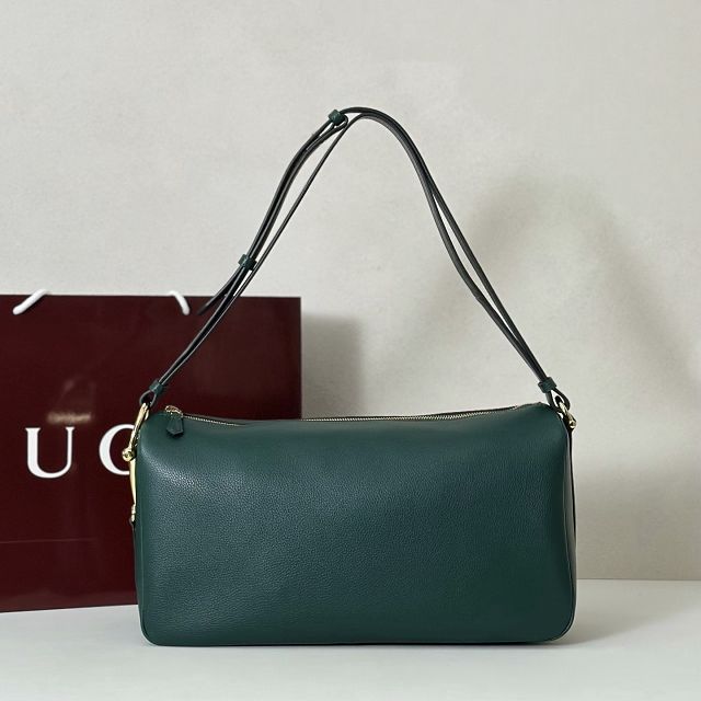 GG original calfskin half horsebit large bag 862530 green