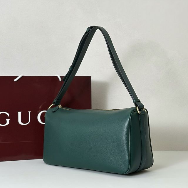 GG original calfskin half horsebit large bag 862530 green