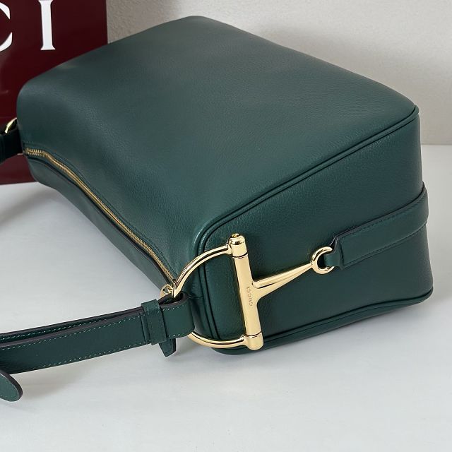 GG original calfskin half horsebit large bag 862530 green