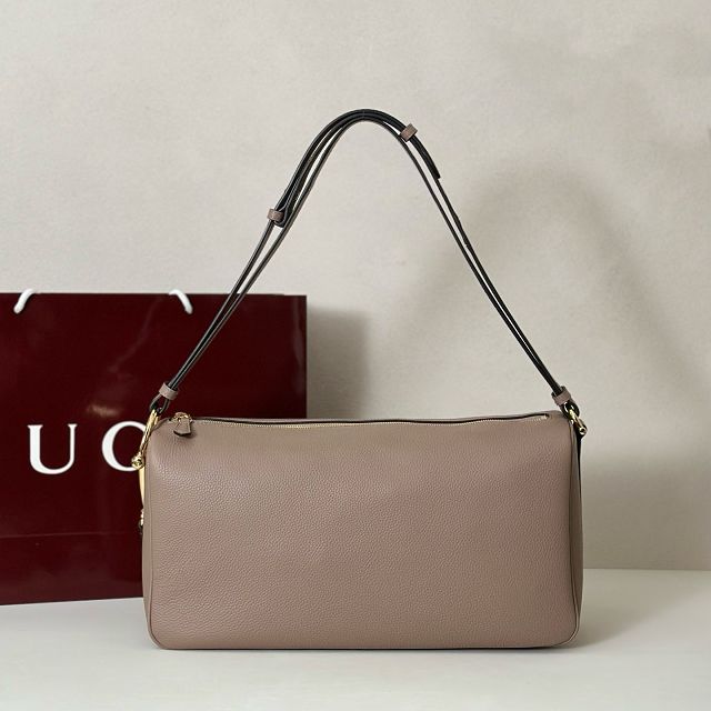 GG original calfskin half horsebit large bag 862530 grey