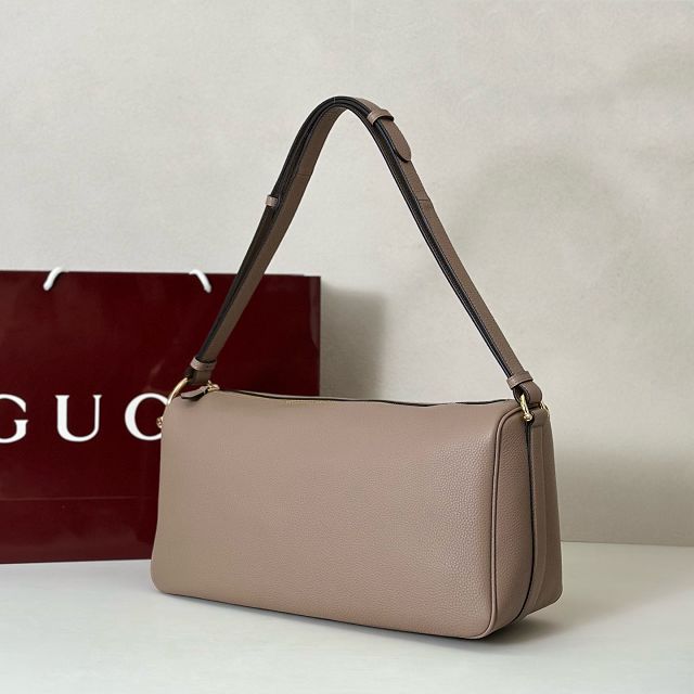 GG original calfskin half horsebit large bag 862530 grey