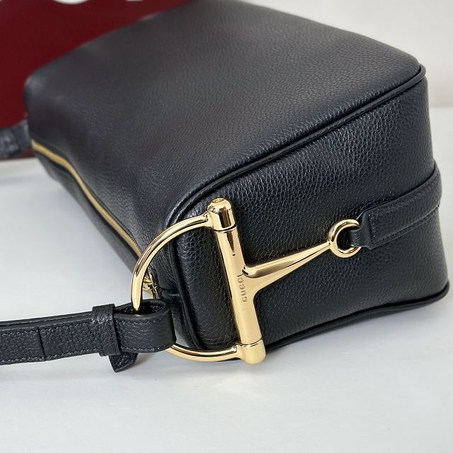 GG original calfskin half horsebit medium bag 860787 black