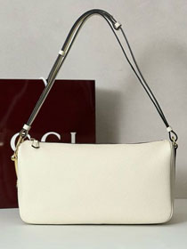 GG original calfskin half horsebit medium bag 860787 white