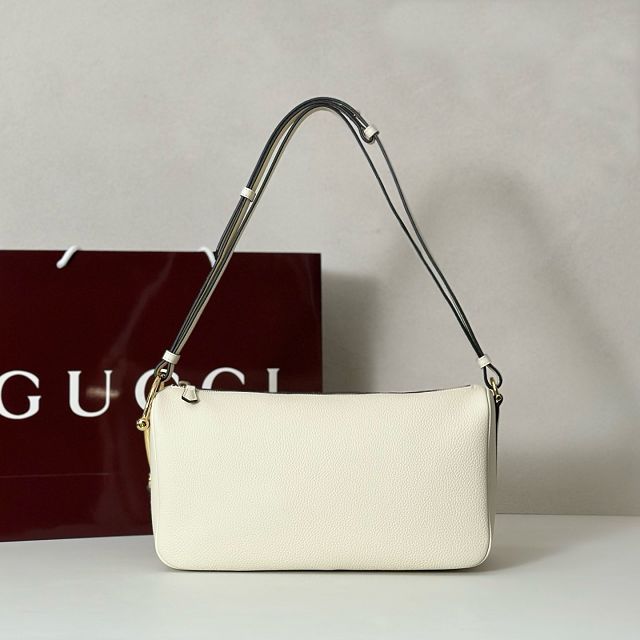 GG original calfskin half horsebit medium bag 860787 white
