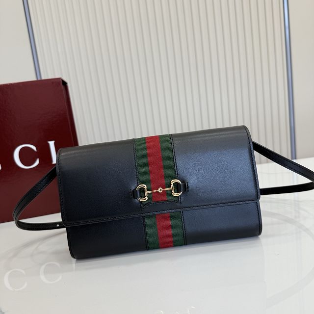 GG original calfskin horsebit web wallet 867120 black