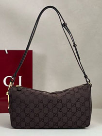 GG original canvas half horsebit medium bag 860787 dark brown