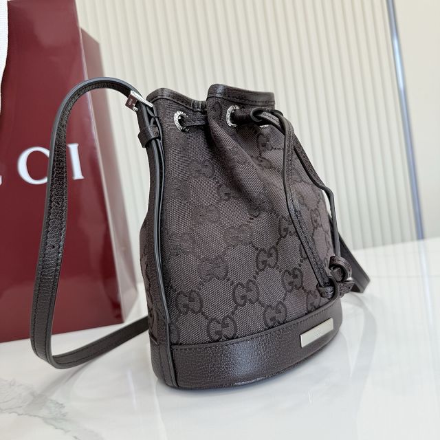 GG original canvas venice mini bucket bag 875237 dark brown