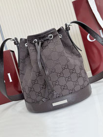 GG original canvas venice small bucket bag 875237 dark brown