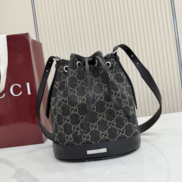 GG original denim venice small bucket bag 875237 black