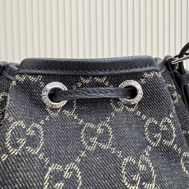 GG original denim venice small bucket bag 875237 black