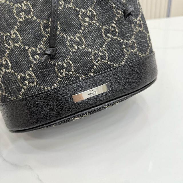 GG original denim venice small bucket bag 875237 black