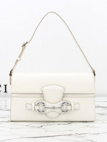 GG original calfskin horsebit ristretto small shoulder bag A0020Y white