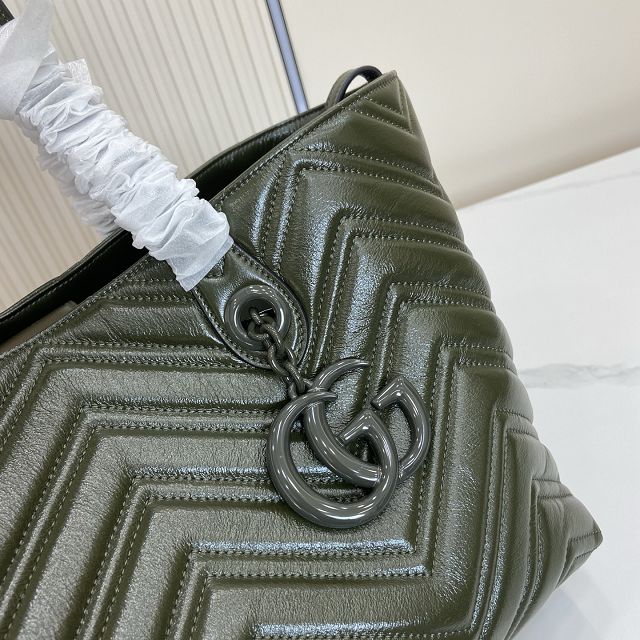 GG original calfskin marmont medium tote bag 855279 dark green