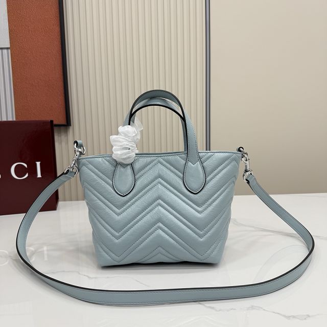 GG original calfskin marmont small tote bag 855391 light blue