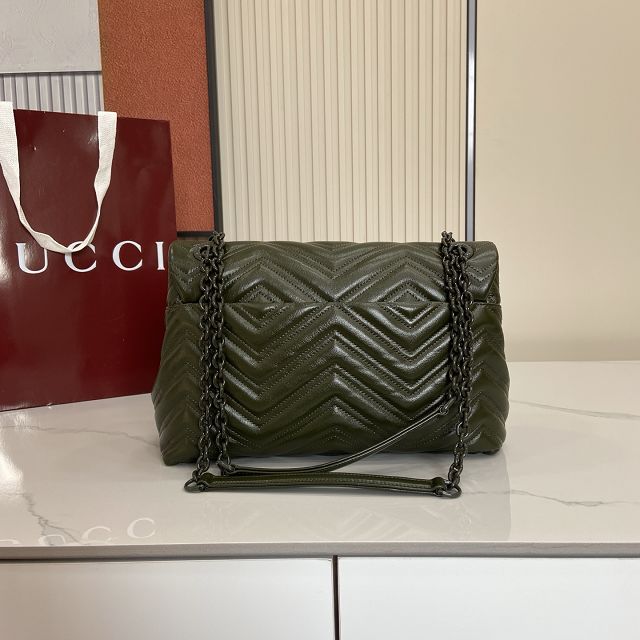 GG original calfskin marmont medium shoulder bag 850676 dark green