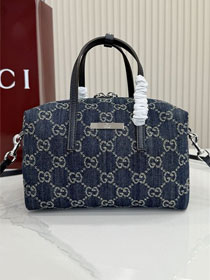GG original denim melrose small boston bag 875811 blue