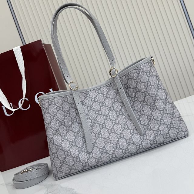 GG original fabric emblem medium tote bag 815214 grey