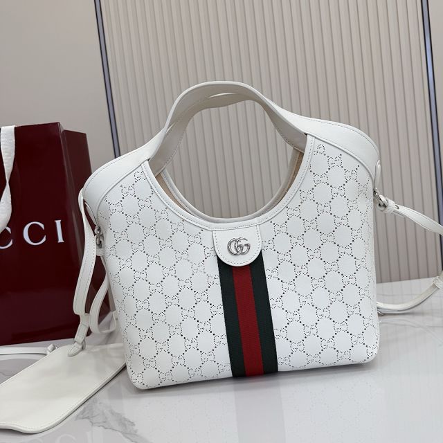 GG original calfskin giglio small tote bag 860845 white