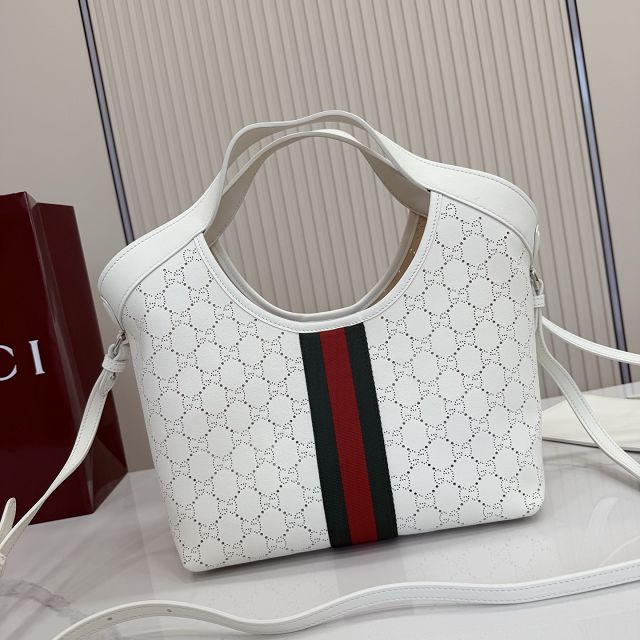 GG original calfskin giglio small tote bag 860845 white
