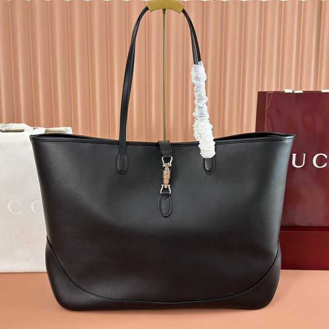 GG original calfskin jackie large tote bag 867014 black