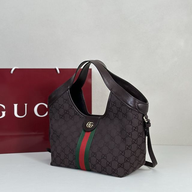 GG original canvas giglio small tote bag 860845 dark brown