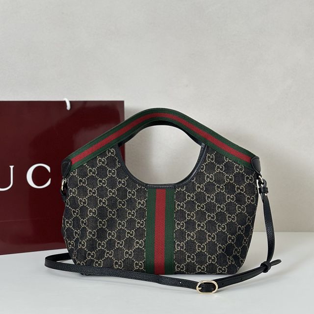 GG original denim giglio small tote bag 860845 black