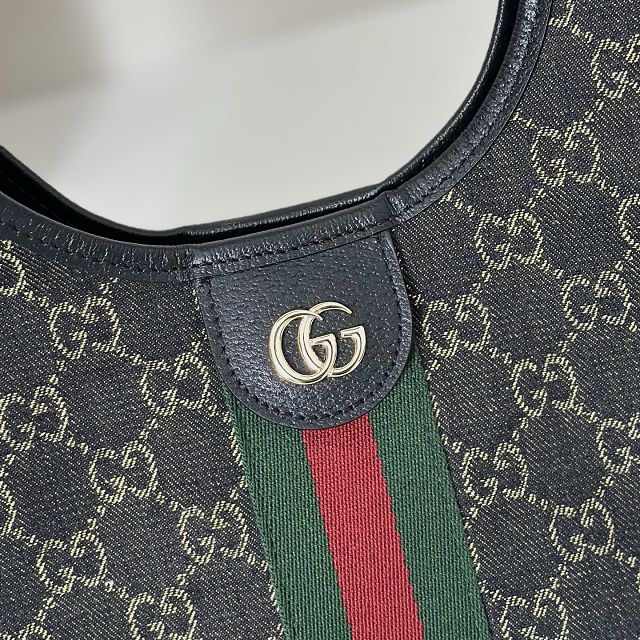 GG original denim giglio small tote bag 860845 black
