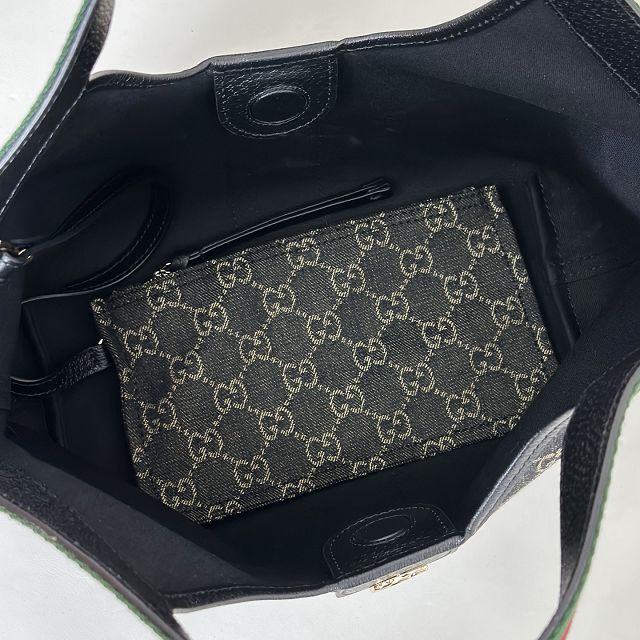GG original denim giglio small tote bag 860845 black