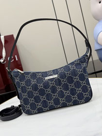 GG original denim lunetta small shoulder bag 874743 blue