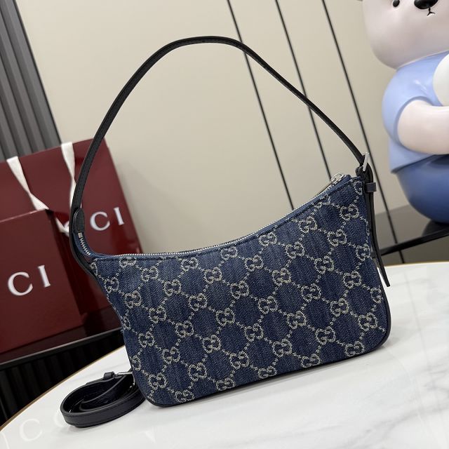 GG original denim lunetta small shoulder bag 874743 blue