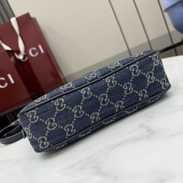 GG original denim lunetta small shoulder bag 874743 blue