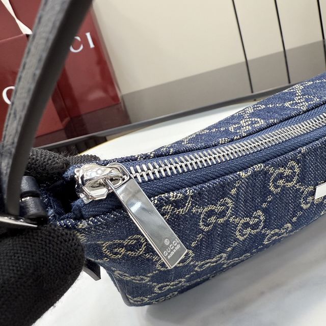 GG original denim lunetta small shoulder bag 874743 blue