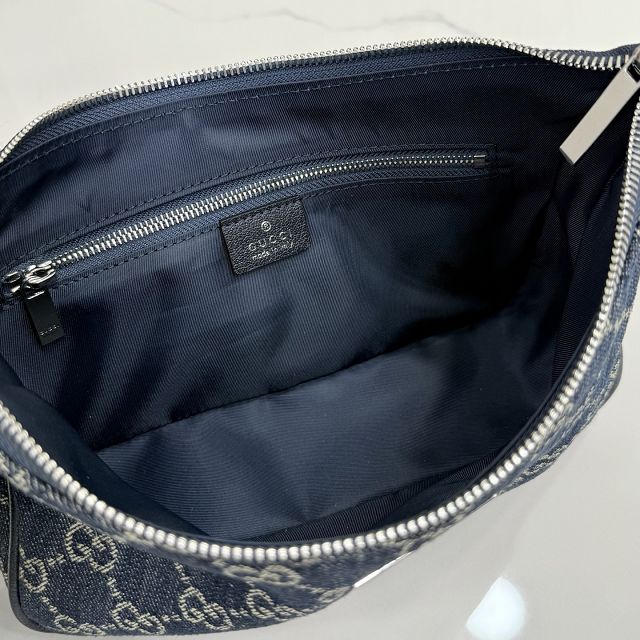 GG original denim lunetta small shoulder bag 874743 blue