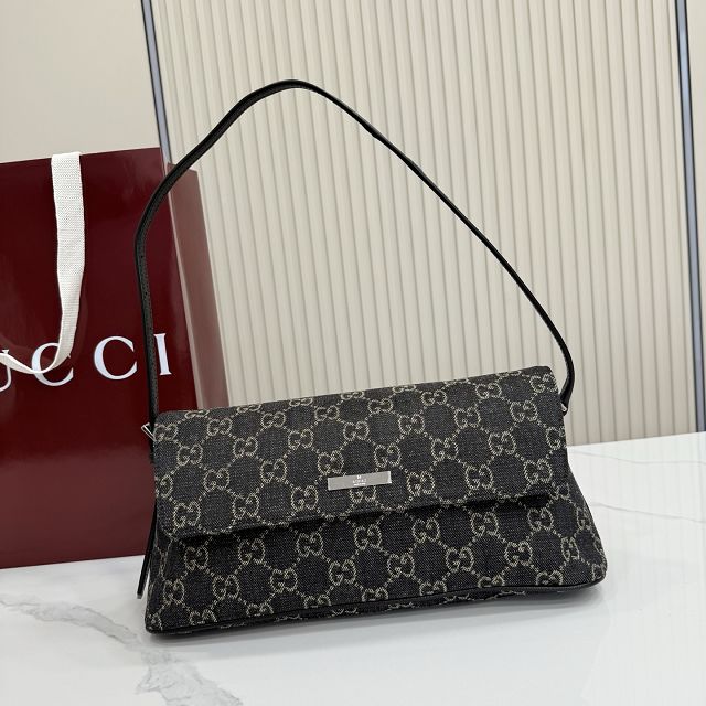 GG original denim madison medium shoulder bag 874744 black