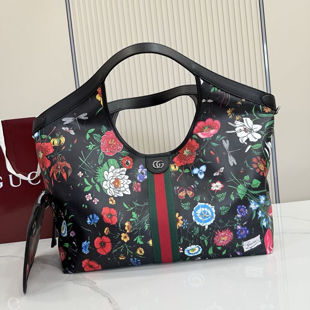 GG original fabric giglio large tote bag 853971 black