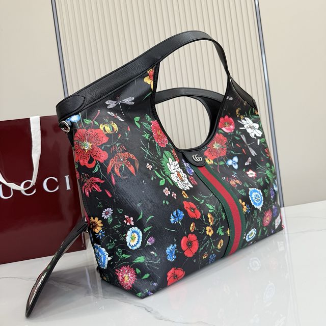 GG original fabric giglio large tote bag 853971 black