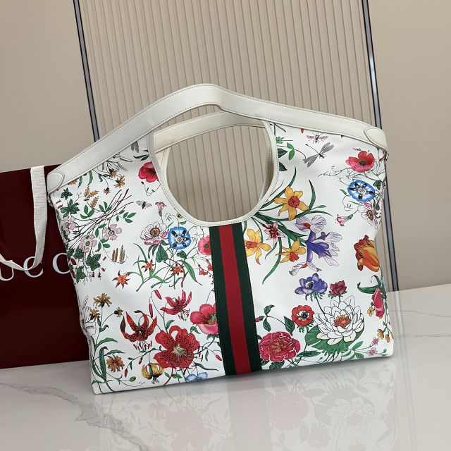 GG original fabric giglio large tote bag 853971 white