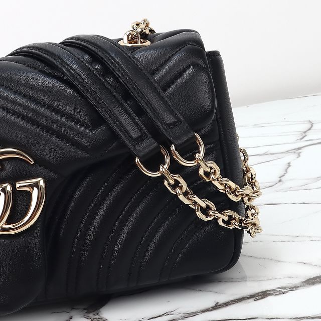 GG original lambskin marmont medium shoulder bag 837267 black