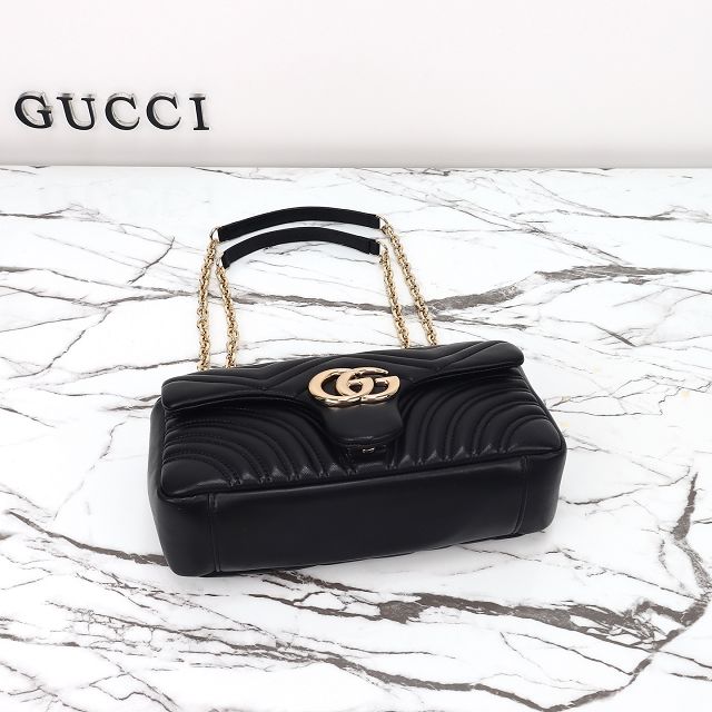 GG original lambskin marmont medium shoulder bag 837267 black
