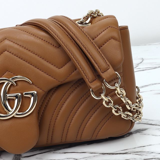 GG original lambskin marmont medium shoulder bag 837267 brown