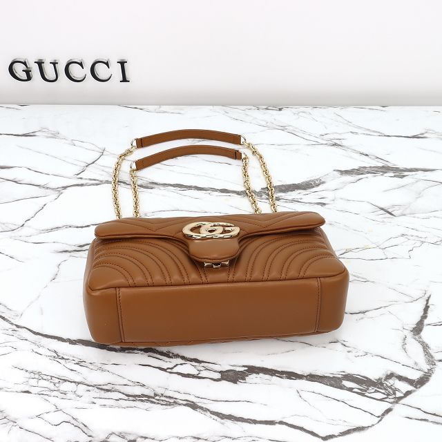 GG original lambskin marmont medium shoulder bag 837267 brown