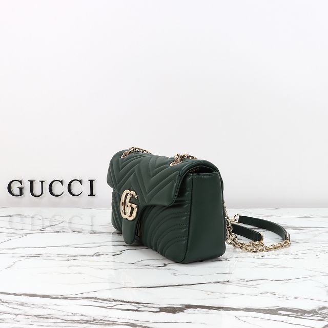 GG original lambskin marmont medium shoulder bag 837267 dark green