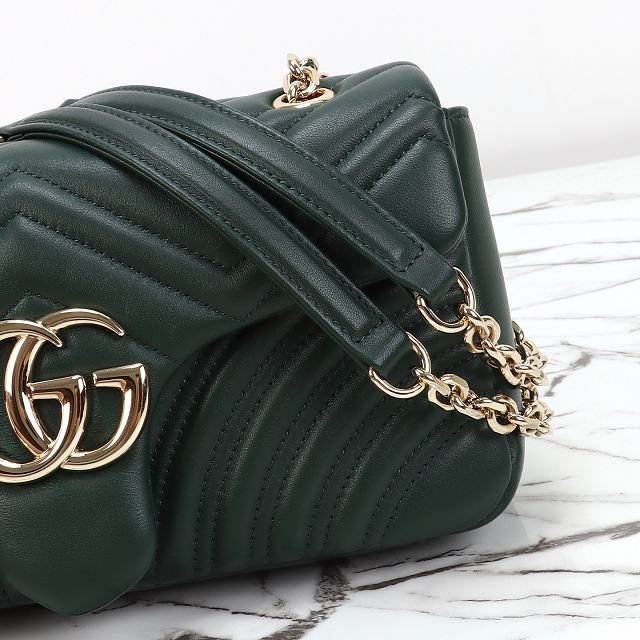 GG original lambskin marmont medium shoulder bag 837267 dark green