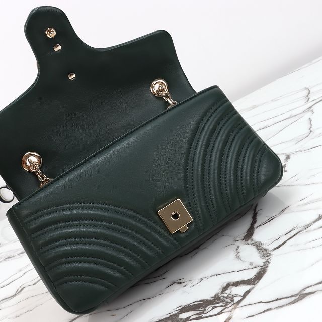 GG original lambskin marmont medium shoulder bag 837267 dark green