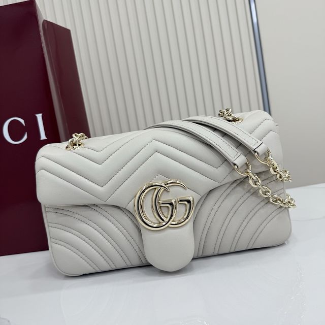 GG original lambskin marmont medium shoulder bag 837267 light grey