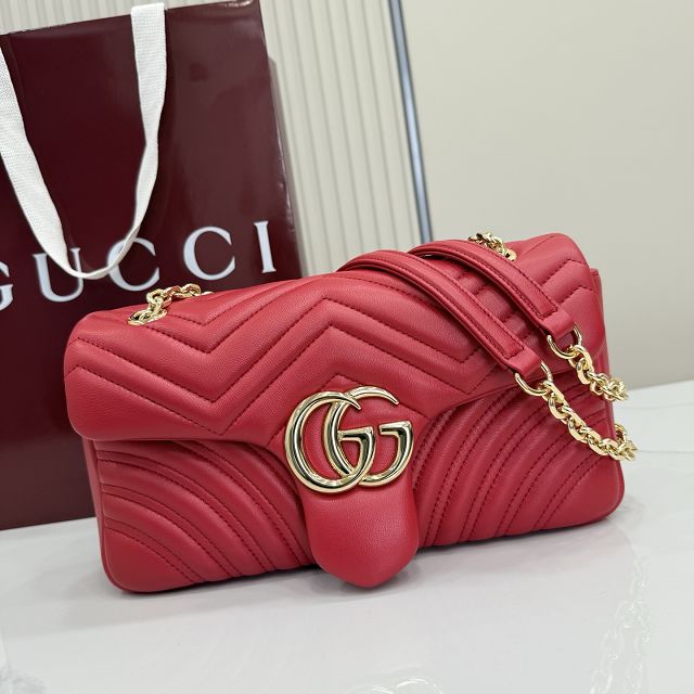 GG original lambskin marmont medium shoulder bag 837267 red