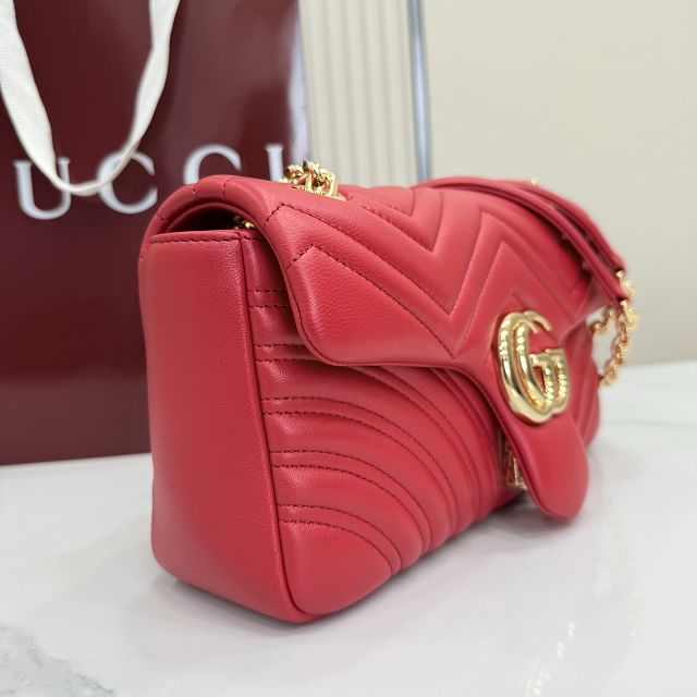 GG original lambskin marmont medium shoulder bag 837267 red