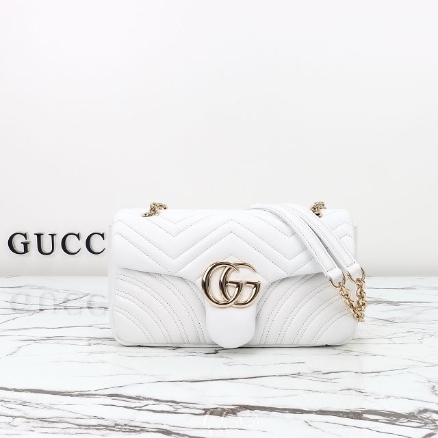 GG original lambskin marmont medium shoulder bag 837267 white
