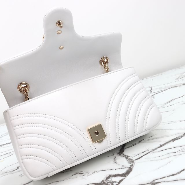 GG original lambskin marmont medium shoulder bag 837267 white